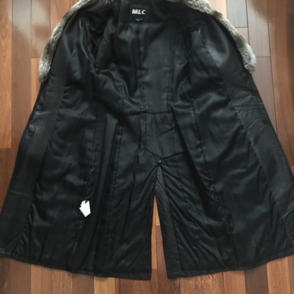 Vintage Sexy super soft lamb leather long coat removable fur collar size 2 - Picture 13 of 16